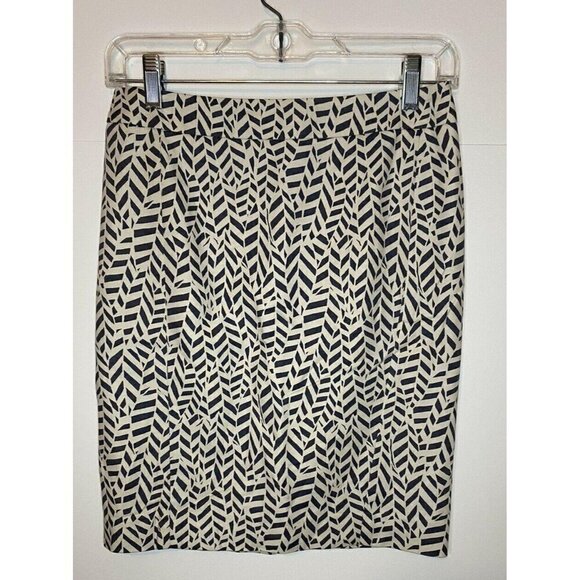 Ann Taylor Loft Petite 0P Ivory Gray Geometric Pattern Skirt - Picture 1 of 5